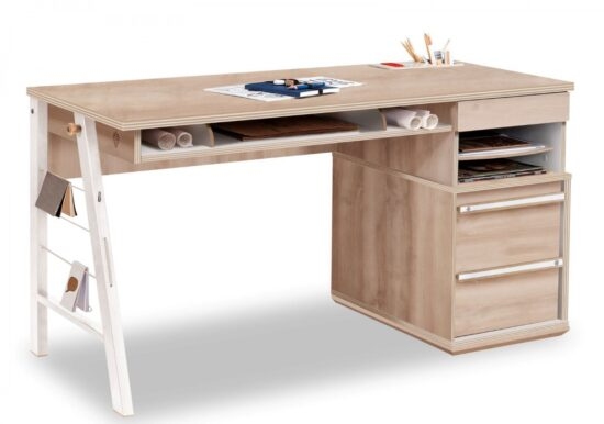 Velký studentský psací stůl veronica - dub světlý/bílá