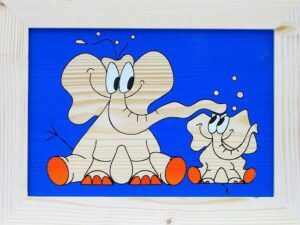 70 dětský obrázek sloni modrý - s - 200x250mm