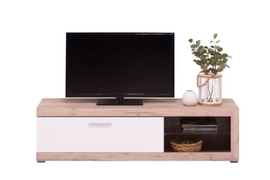 Televizní stolek ronja - dub šedý/bílá