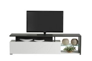 Televizní stolek s osvětlením alaric - bílá/dub černý