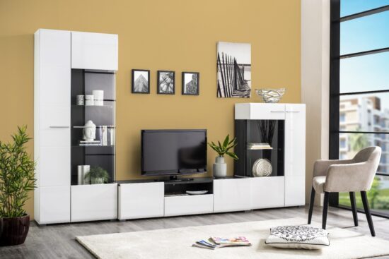 Obývací stěna isadora - bílá/dub černý