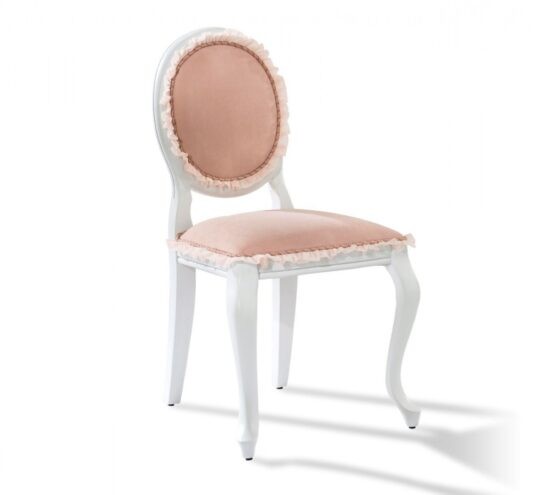 Rustikální čalouněná židle ballerina - bílá/lososová