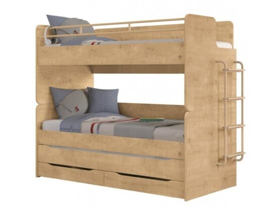 Patrová postel s úložným prostorem a žebříkem cody 90x200cm - dub