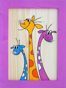 92 dětský obrázek žirafy fialový - s - 200x250mm