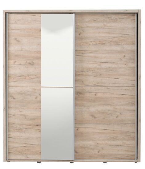 Šatní skříň s posuvnými dveřmi a zrcadlem louis 180 - dub šedý