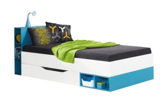 Dětská postel moli 90x200cm - bílý lux/tyrkys