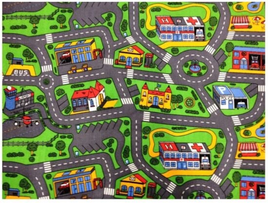 Dětský hrací koberec rally-city life - 133 x 133 cm