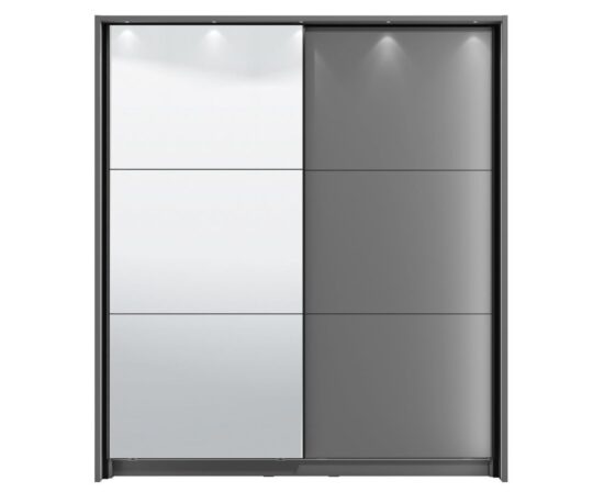Posuvná skříň se zrcadlem a rámem s osvětlením catalina 180 - šedá