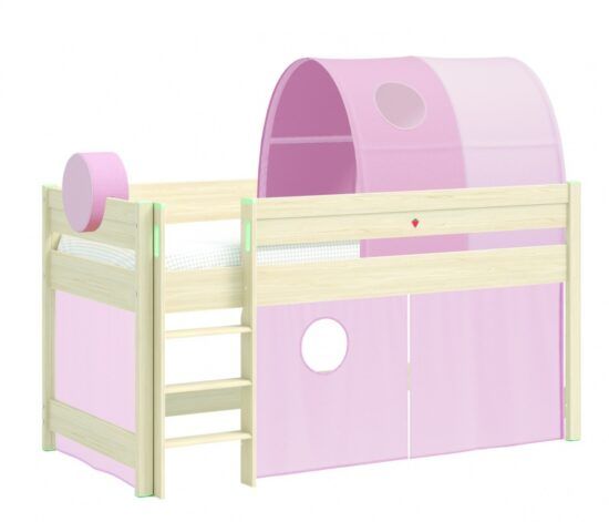 Vyvýšená postel s doplňky fairy - dub světlý/růžová