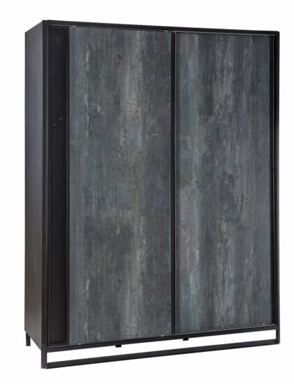 Šatní skříň s posuvnými dveřmi nebula - šedá/černá