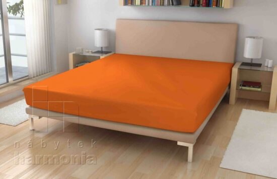 Jersey prostěradlo - oranžové - 180 x 200 cm