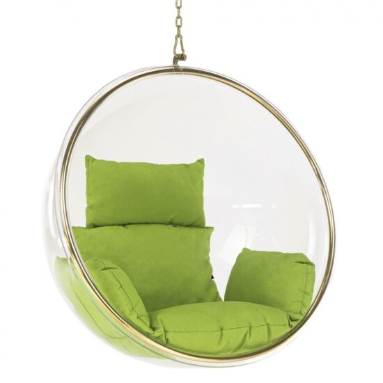 Závěsné křeslo bubble typ 1 - transparentní/zlatá/zelená