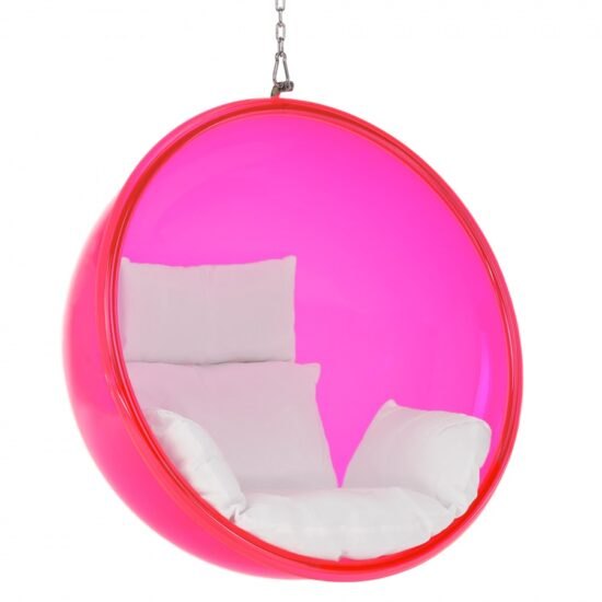 Závěsné křeslo bubble typ 1 - růžová/stříbrná/bílá