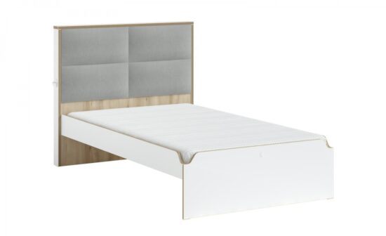 Studentská postel s čalouněným čelem 120x200cm dylan - bílá/dub světlý