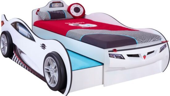 Dětská postel auto super s přistýlkou 90x190cm - bílá