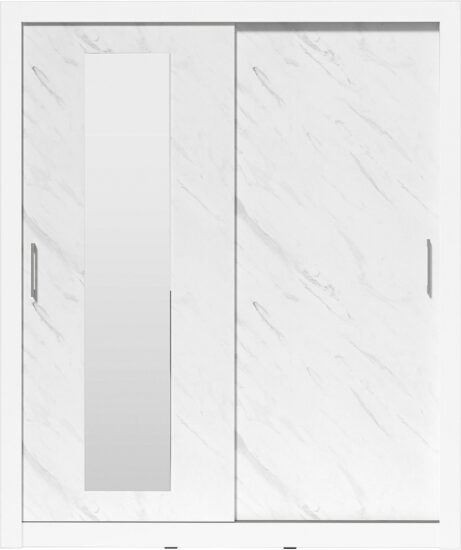 Šatní skříň 180 se zrcadlem roxy - bílá/mramor bílý