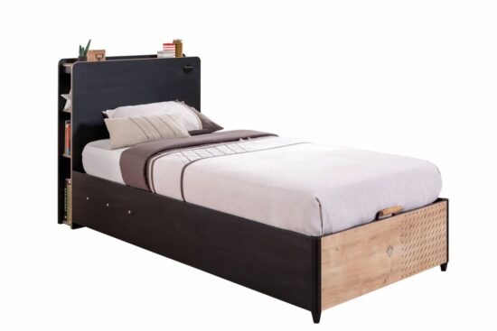 Dětská postel s úložným prostorem 100x200cm sirius - dub černý/dub