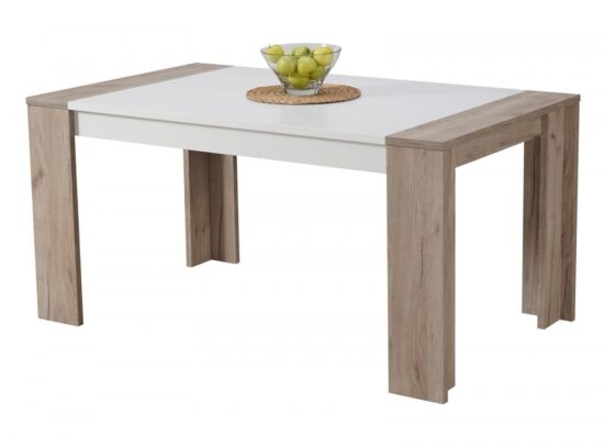 Jídelní stůl robert 155x90cm - dub šedý/bílá