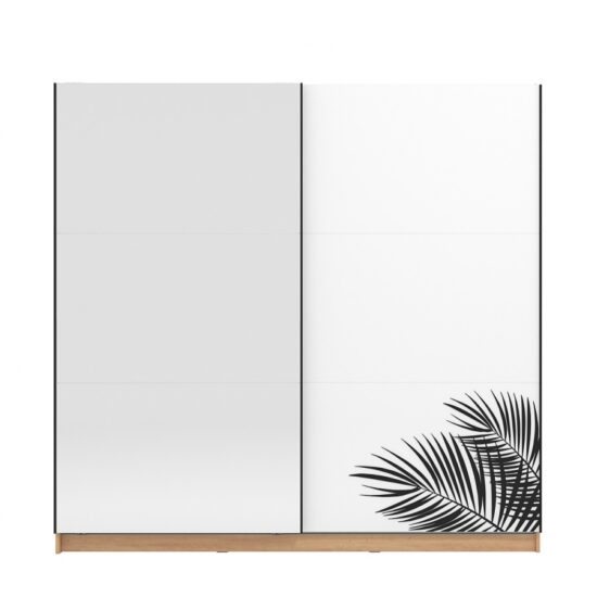 2d posuvná skříň se zrcadlem budoni-bílá/dub artisan/černá - s rámem