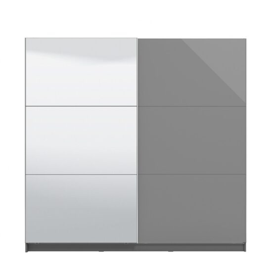 Dvoudveřová posuvná skříň se zrcadlem 220 tropea-šedá - s rámem