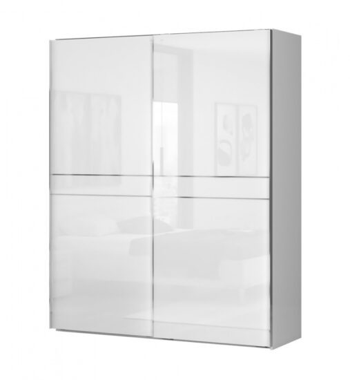 Dvoudveřová posuvná skříň tiana š.182cm–bílá - s led osvětlením