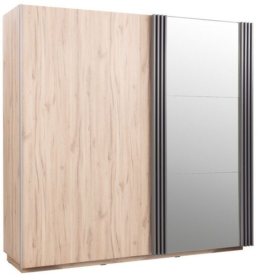 Skříň s posuvnými dveřmi a zrcadlem eliot - dub estana/šedá