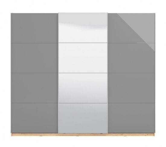 Třídveřová posuvná skříň se zrcadlem 270 tropea-šedá/dub artisan -
