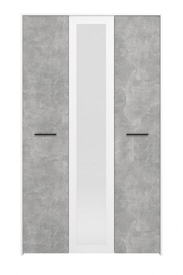Třídveřová šatní skříň se zrcadlem geralt - beton/bílá